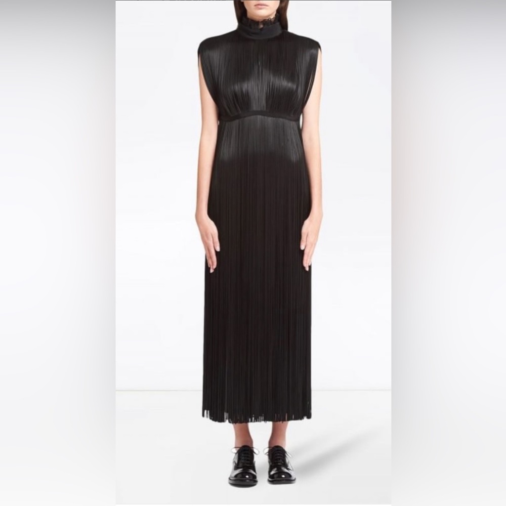 PRADA High Collar Fringe Gown